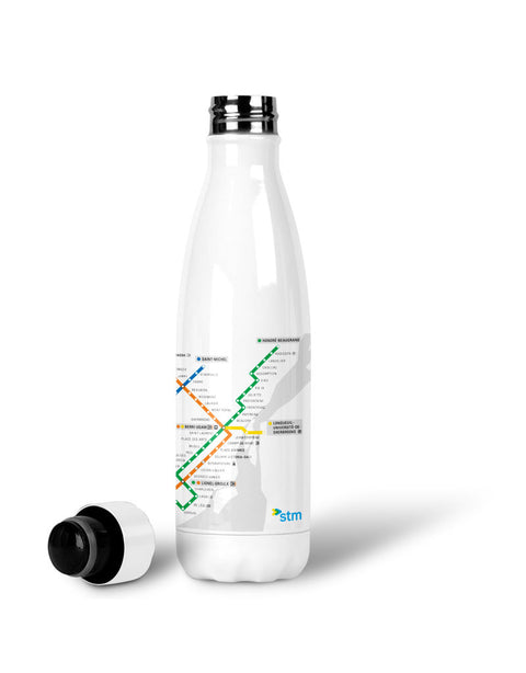 WATER BOTTLE - MAP OF THE METRO (WHITE)